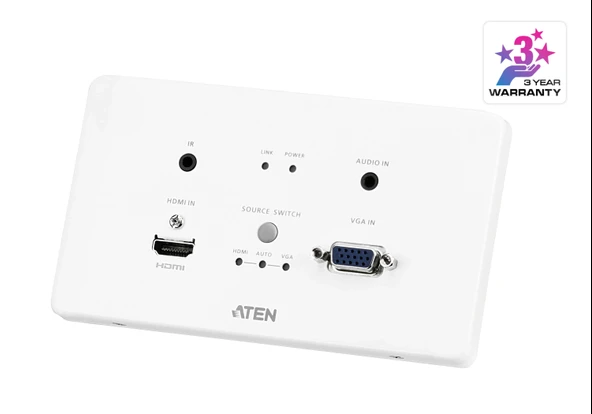 HDMI & VGA HDBaseT Transmitter with EU Wall Plate / PoH (4K@100m) (HDBaseT Class A) (PoH PD)