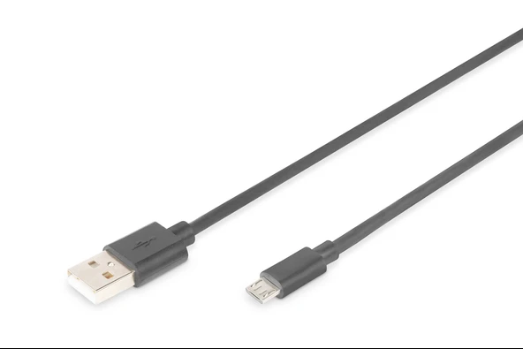 USB 2.0 Bağlantı Kablo, USB A Erkek <> Mikro USB B Erkek, 1 metre, AWG 28, UL, siyah renk