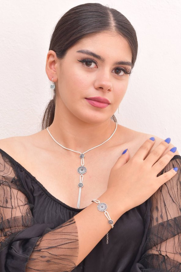 Aynı Safa Model 925 Ayar Gümüş Midyat Hasırı Set