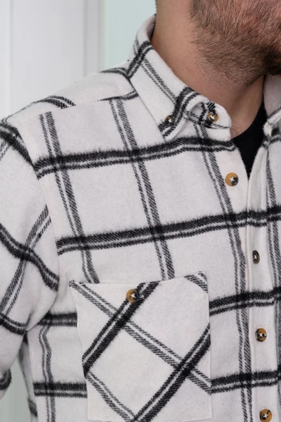 DORSS SLİMFİT ÇİFT CEPLİ EKOSELİ ERKEK ODUNCU GÖMLEK - Resim 4