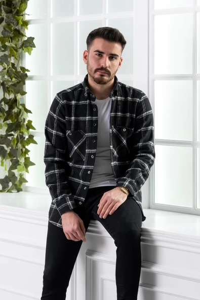 DORSS SLİMFİT ÇİFT CEPLİ EKOSELİ ERKEK ODUNCU GÖMLEK - Resim 8