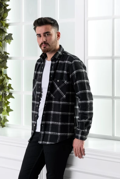 DORSS SLİMFİT ÇİFT CEPLİ EKOSELİ ERKEK ODUNCU GÖMLEK - Resim 9