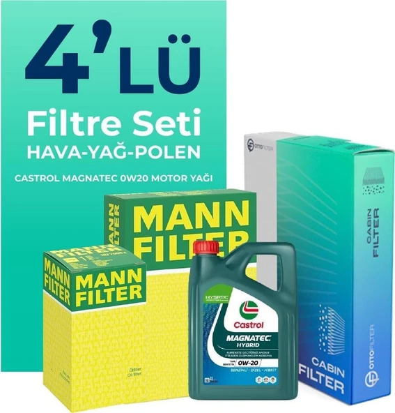 Mann Fılter MANN Toyota Corolla 1.5 Filtre Bakım Seti Castrol Motor Yağlı (2021-2024) 4 Lü