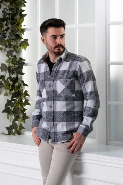 DORSS SLİMFİT ÇİFT CEPLİ EKOSELİ ERKEK ODUNCU GÖMLEK - Resim 10