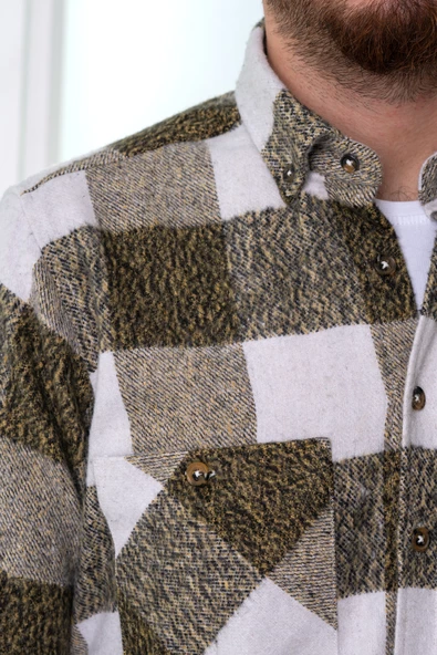 DORSS SLİMFİT ÇİFT CEPLİ EKOSELİ ERKEK ODUNCU GÖMLEK - Resim 4