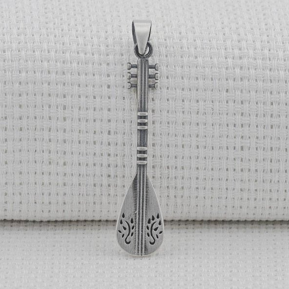 Bağlama Saz Tasarımlı 925 Ayar Gümüş Kolye Ucu - 2