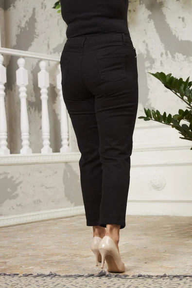 Rmg Büyük Beden Mom Jeans Siyah Pantolon - 4