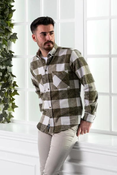 DORSS SLİMFİT ÇİFT CEPLİ EKOSELİ ERKEK ODUNCU GÖMLEK - Resim 3