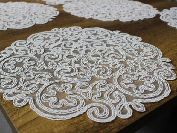 Violet Kordone 7 Parça Yemek Takımı Krem - Resim 2