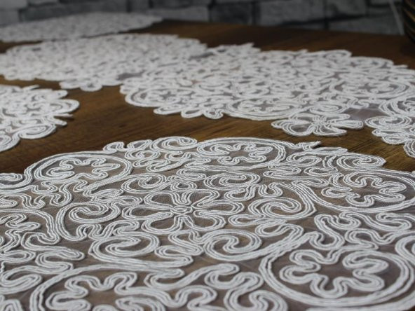 Violet Kordone 7 Parça Yemek Takımı Krem - Resim 3