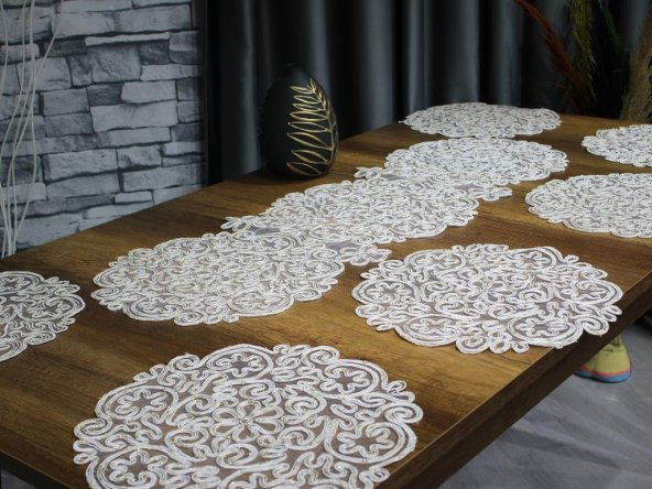 Violet Kordone 7 Parça Yemek Takımı Krem Gold - Resim 5