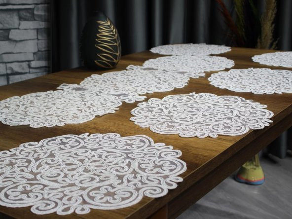 Violet Kordone 7 Parça Yemek Takımı Krem - Resim 4