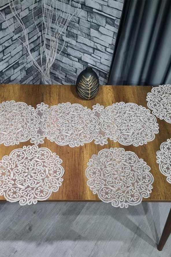 Violet Kordone 7 Parça Yemek Takımı Krem Gold - Resim 6