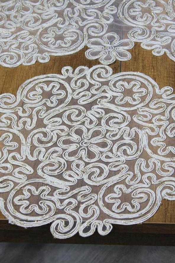 Violet Kordone 7 Parça Yemek Takımı Krem Gold - Resim 7