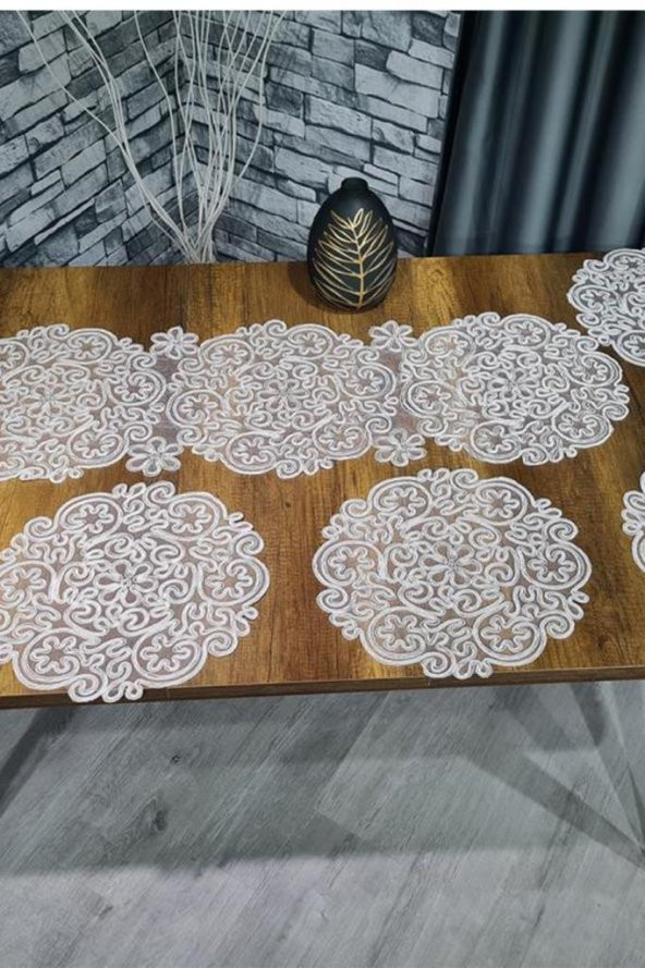 Violet Kordone 7 Parça Yemek Takımı Krem - Resim 5