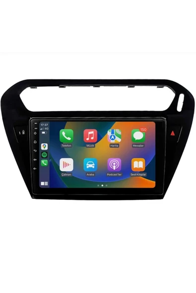 Peugeot 301 Siyah 2012-2022 8GB Ram 128GB Hafıza 8 Çekirdek Carplay Kamera Android Multimedya