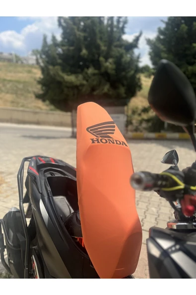 HONDA PCX DİO SH 125 ACTİVA S UYUMLU LOGOLU TURUNCU(KİREMİT) KOLTUK KILIFI(SİYAH LOGO) - 2
