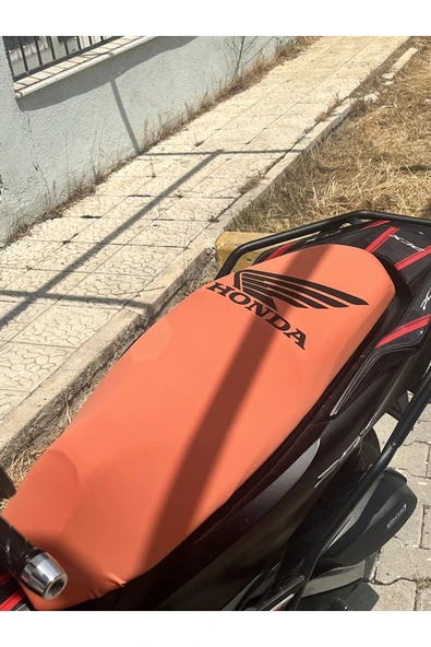 HONDA PCX DİO SH 125 ACTİVA S UYUMLU LOGOLU TURUNCU(KİREMİT) KOLTUK KILIFI(SİYAH LOGO) - 3