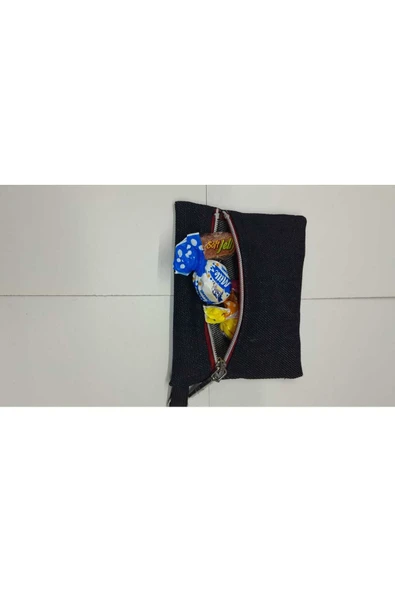 ANAHTARLIKLI KOT CÜZDAN EL YAPIMI LACİVERT FERMUAR DETAYLI - 4