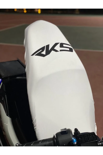 Rks Uyumlu Baskılı Beyaz Dalgıç Kumaş Motosiklet Koltuk Kılıfı (ÇEVRESİ LASTİKLİ)