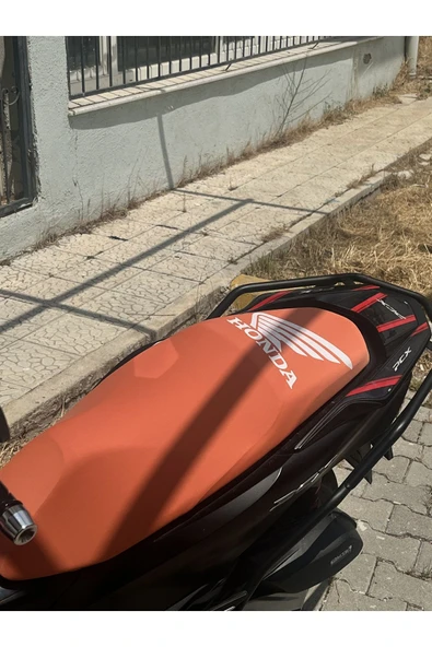 PCX DİO SH 125 ACTİVA S UYUMLU HONDA LOGOLU TURUNCU(KİREMİT) KOLTUK KILIFI(BEYAZ LOGO) - 3