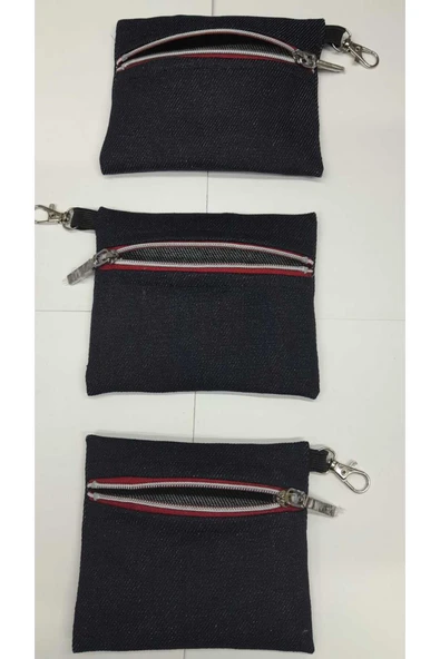 ANAHTARLIKLI KOT CÜZDAN EL YAPIMI LACİVERT FERMUAR DETAYLI - 6