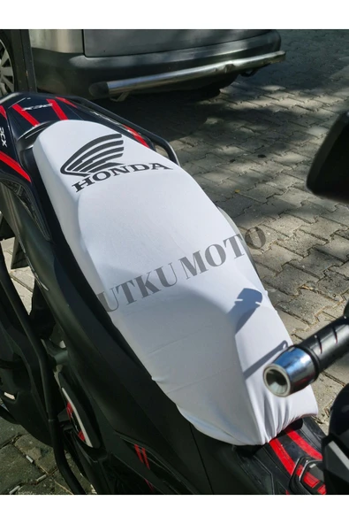 Honda Pcx,Dio,Activa S,SH Uyumlu 3'lü Siyah-Beyaz-Kırmızı Kampanyalı Koltuk Kılıfı - 4