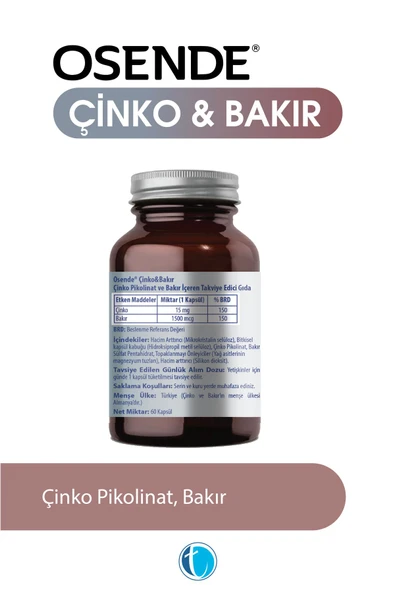 Osende Çinko Bakır 60 Bitkisel Kapsül Çinko Pikolinat - Resim 2
