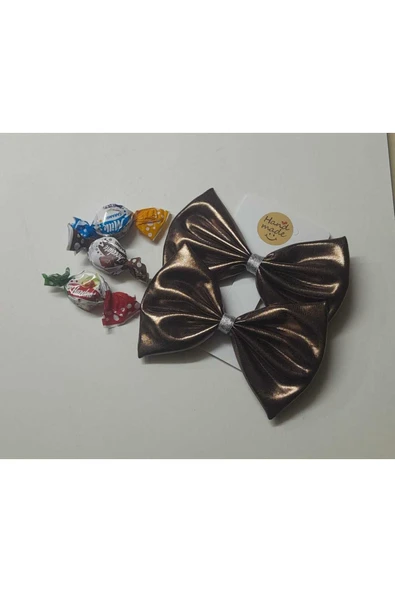 Pensli Fiyonk Saç Tokası 2'li Kahve Varak Desen Genç/kız/bayan El Yapımı Uzun Saçlara - 2