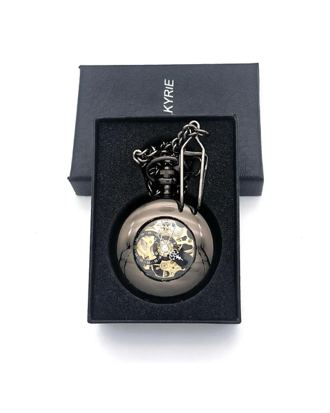 Valkyrie Mekanik Zincirli Cep Saati Şeffaf Tasarım Retro Tarz Kurmalı Koleksiyonluk Köstekli Saat - 2