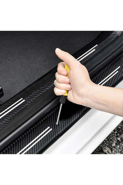 Rukye Shop Opel Logolu Karbon Kapı Eşiği Koruyucu Bant Folyo 4'lü Set - 7