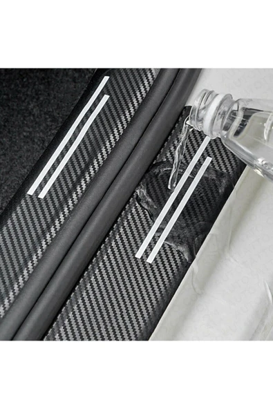 Rukye Shop Yeni Kia Logolu Karbon Kapı Eşiği Koruyucu Bant Folyo 4'lü Set - 6