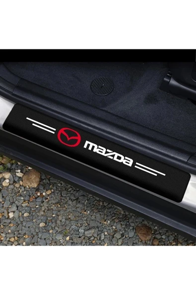Rukye Shop Mazda Logolu Karbon Kapı Eşiği Koruyucu Bant Folyo 4'lü Set - 3