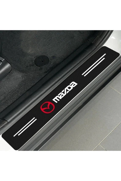 Rukye Shop Mazda Logolu Karbon Kapı Eşiği Koruyucu Bant Folyo 4'lü Set - 2