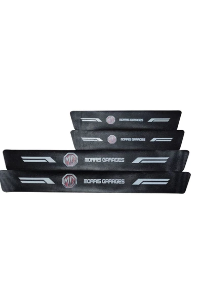 Rukye Shop Mg Logolu Karbon Kapı Eşiği Koruyucu Bant Folyo 4'lü Set Morris Garages