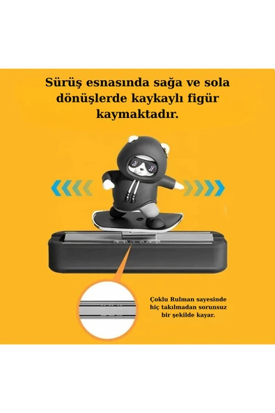 Rukye Shop Hareketli Kayan Figür Kaykay Numaratör Oto Araç Kaykay Numaratör Torpido Üstü Numaralık Sarı - 4