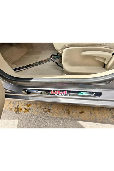 Rukye Shop Audi Hologram Logolu Araca Özel Marka Logolu Aynalı Kapı Eşiği Koruyucu Yapıştırma 4'lü Set - 7