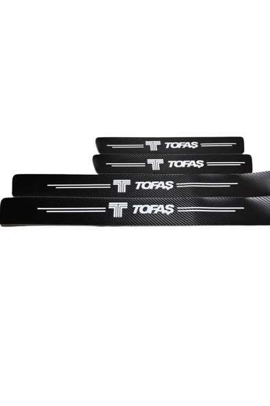 Rukye Shop Tofaş Logolu Karbon Kapı Eşiği Koruyucu Bant Folyo 4'lü Set
