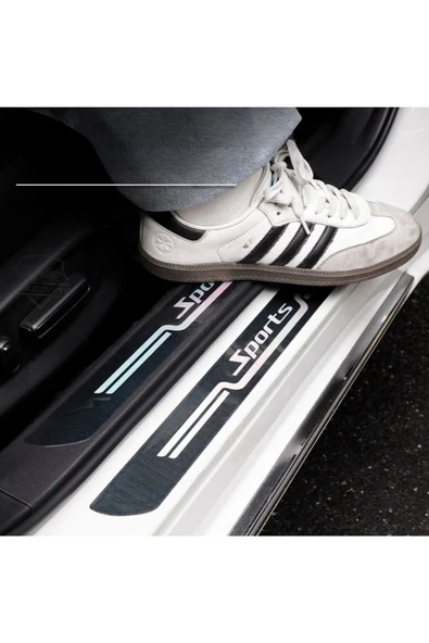 Rukye Shop Skoda Hologram Logolu Araca Özel Marka Logolu Aynalı Kapı Eşiği Koruyucu Yapıştırma 4'lü Set - 3