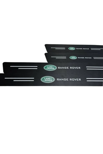 Rukye Shop Range Rover Logolu Karbon Kapı Eşiği Koruyucu Bant Folyo 4'lü Set