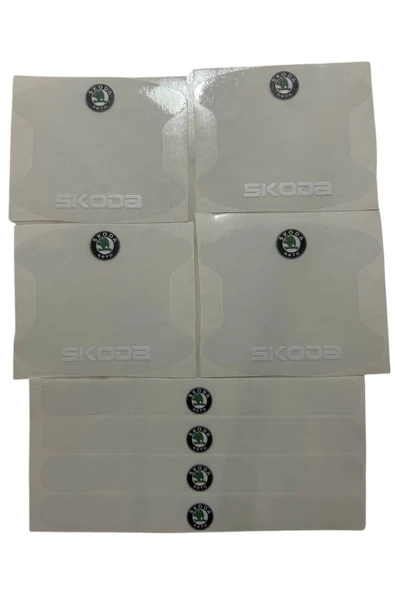 Rukye Shop Skoda Marka Logolu Oto Kapı Kolu Çizik Önleyici Yapışkan 8'li Set