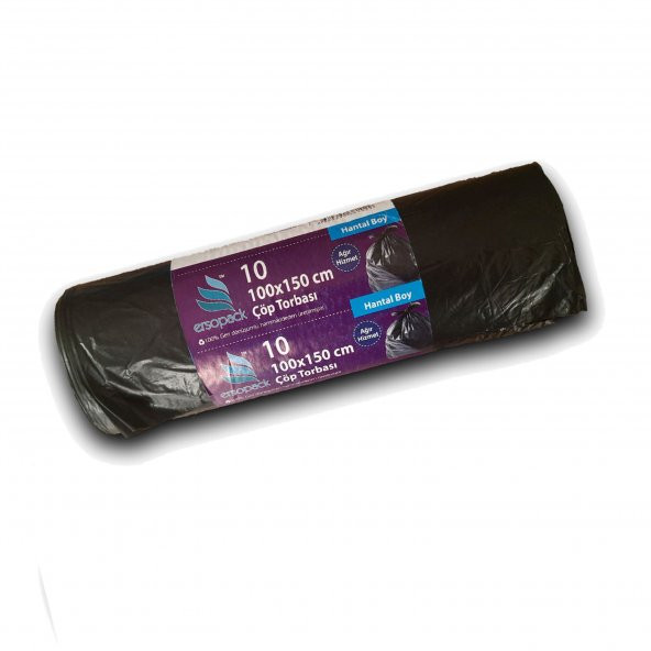 Ersopack Endüstriyel 100X150 cm Siyah Çöp Torbası Hantal Boy- 4 Adet Rulo 10lu - 3