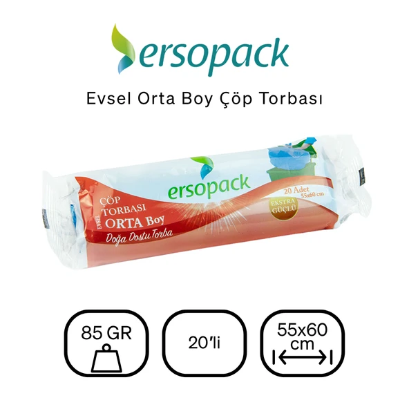 Orta Çöp Torbası Çöp Poşeti 55x60cm 6 Rulo 120 Adet - Resim 2