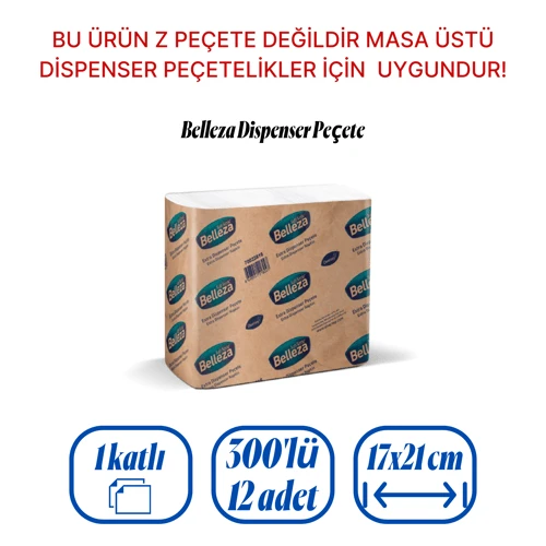 Belleza Extra Dispenser Peçete 300lü 12 Adet - 2