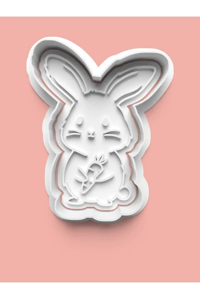 Sevimli Havuç Yiyen Tavşan Kurabiye Kalıbı Ve Şeker Hamuru Kalıbı ürün görseli