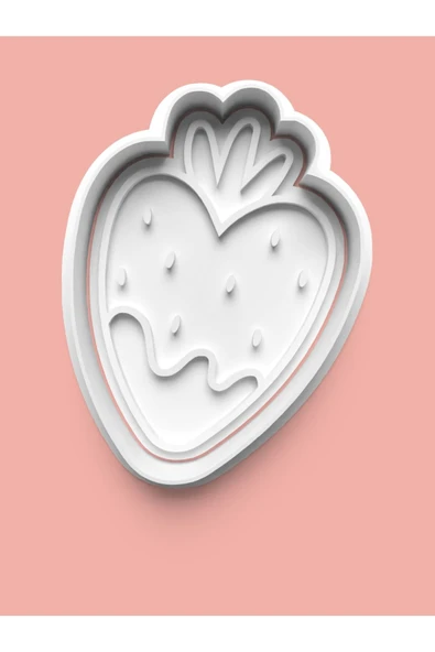 Kalp Temalı Çilek Figürü Kurabiye Kalıbı Ve Şeker Hamuru Kalıbı ürün görseli