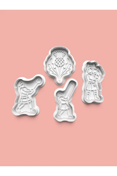 İskoç Yayla Oyunları Kurabiye Kalıbı Ve Şeker Hamuru Kalıbı 4'lü set ürün görseli