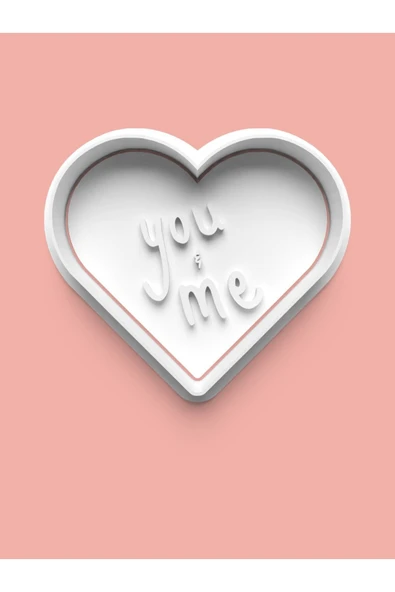 You and Me Yazılı Kalp Kurabiye Kalıbı Ve Şeker Hamuru Kalıbı ürün görseli