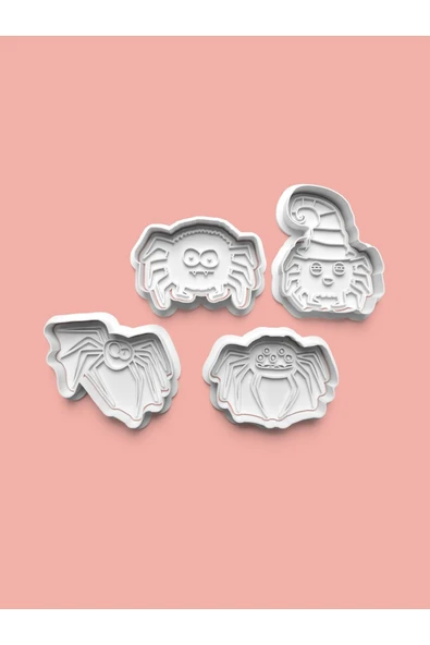 Örümcek Figürü Kurabiye Kalıbı Ve Şeker Hamuru Kalıbı 4'lü set ürün görseli