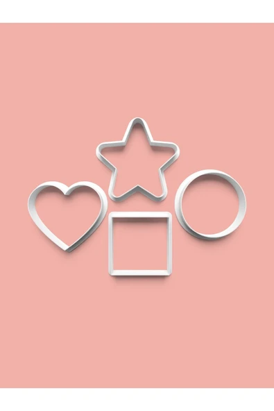 Basit Hamur Kesiciler Kurabiye Kalıbı Ve Şeker Hamuru Kalıbı 4'lü set ürün görseli